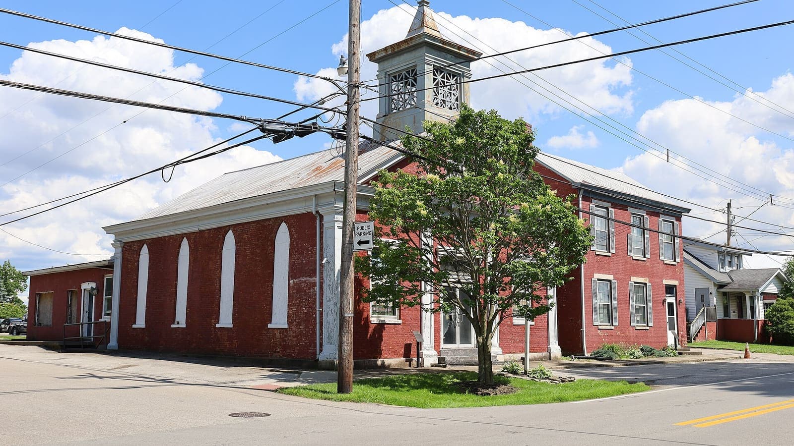 The old Methodist church and James Runyan House in Burlington, Kentucky