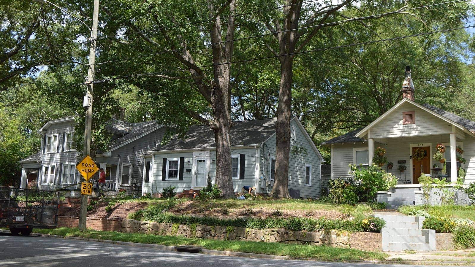 Houses along West Sixth Avenue in Gastonia, North Carolina