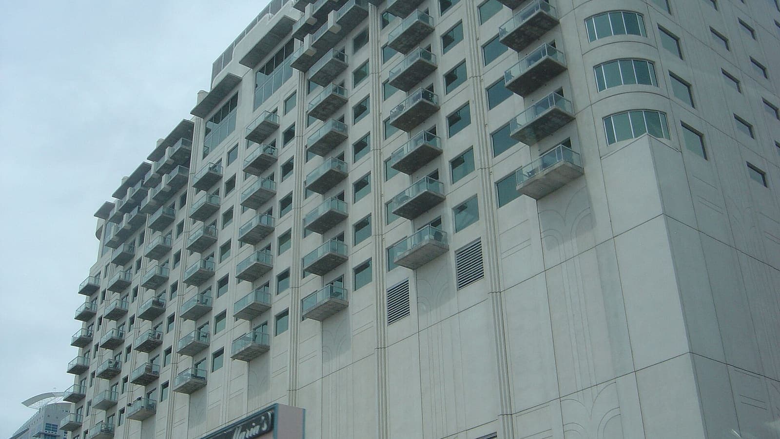 The balconies and facade of Soho Lofts in downtown Las Vegas, Nevada