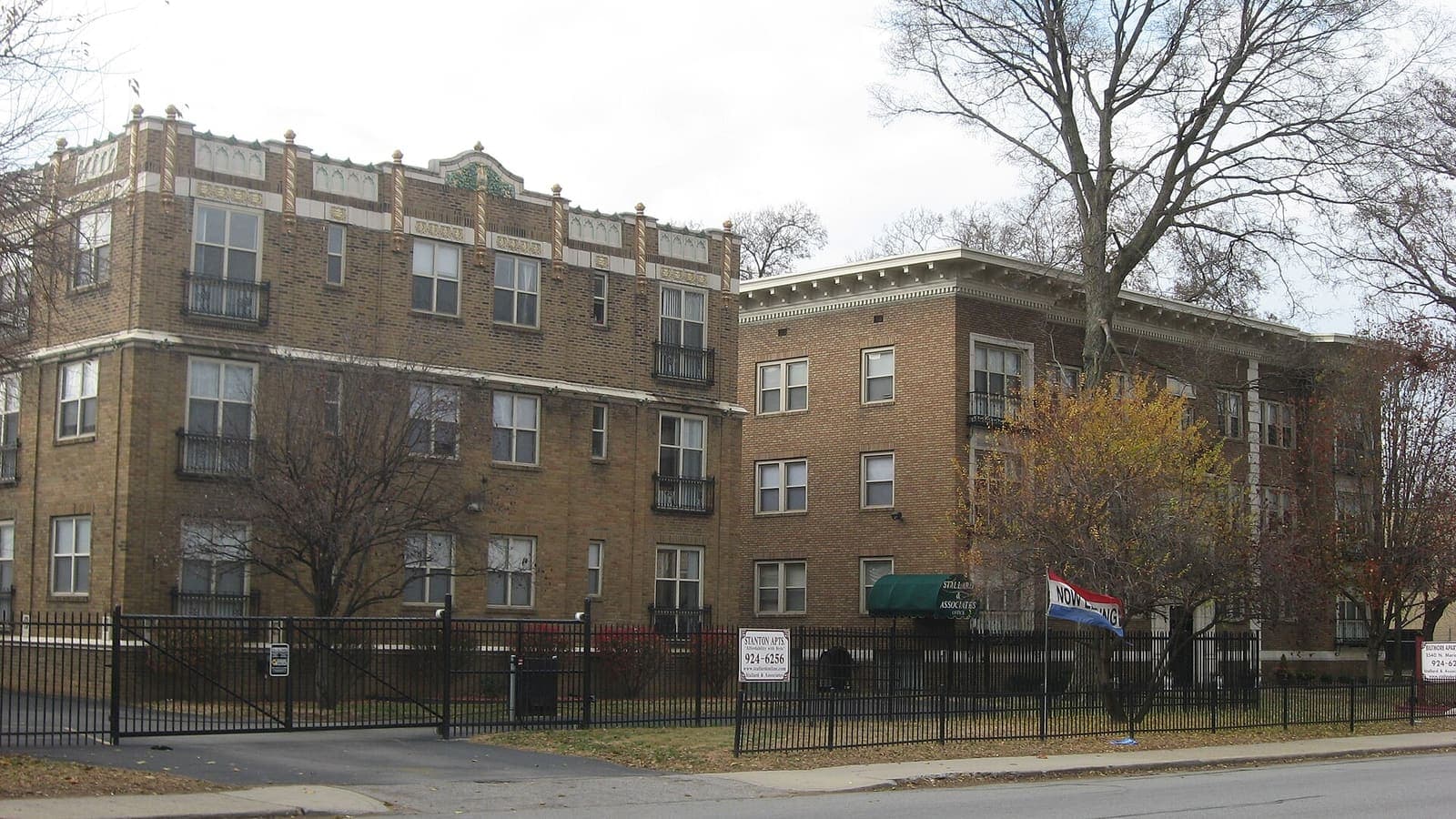 Apartment buildings on the 3500 block of North Meridian Street in Indianapolis, Indiana