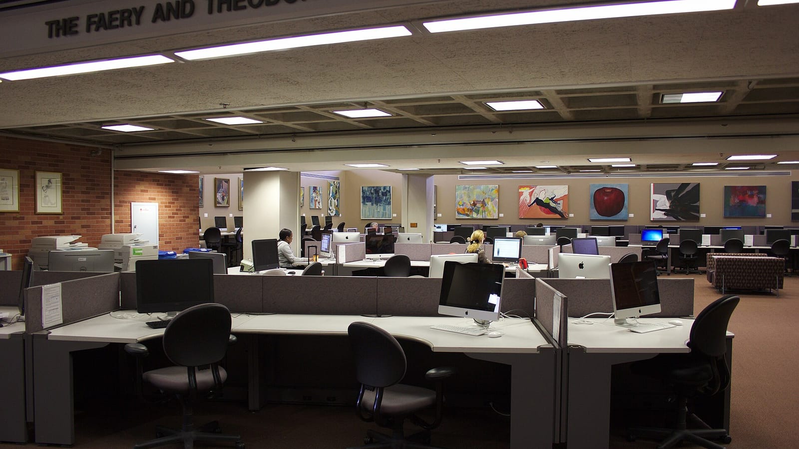 Computer workstations in a university library