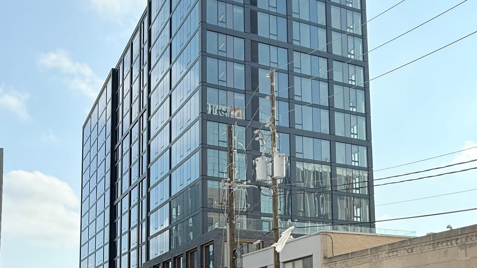 Modern residential tower with a glass facade