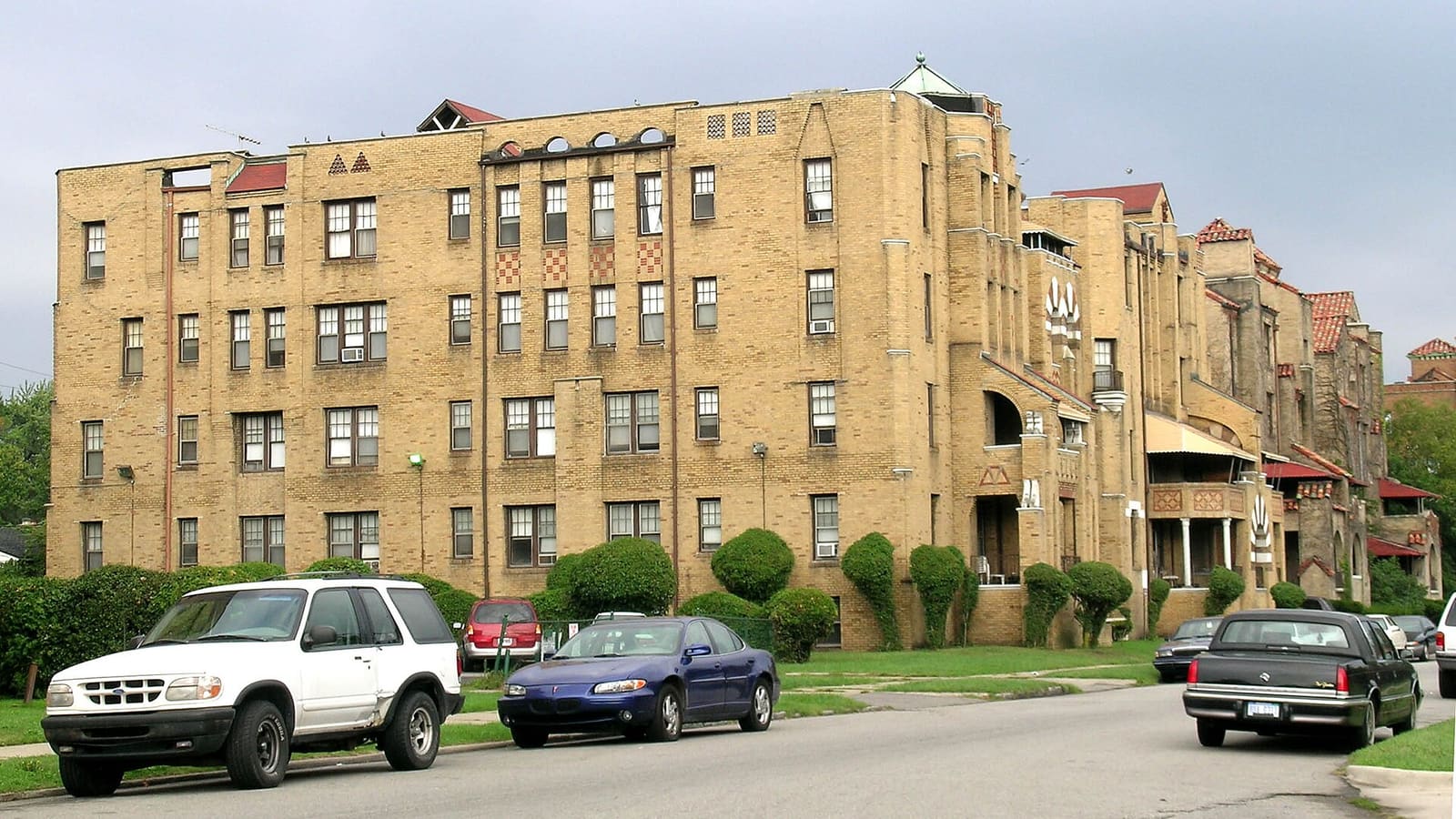 Apartment buildings along Manderson Road in Detroit's Palmer Park district