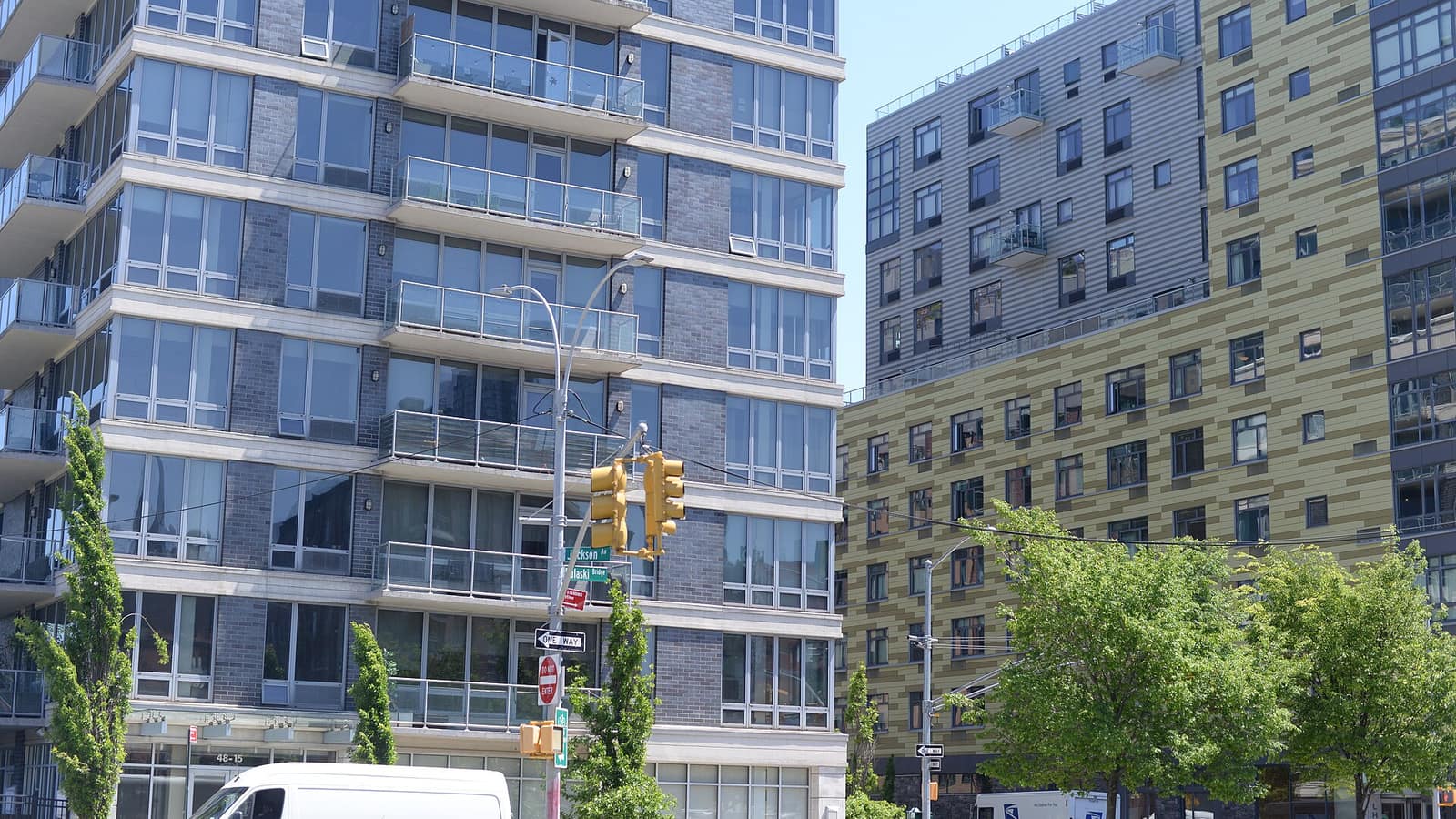 New apartment buildings with rows of balconies