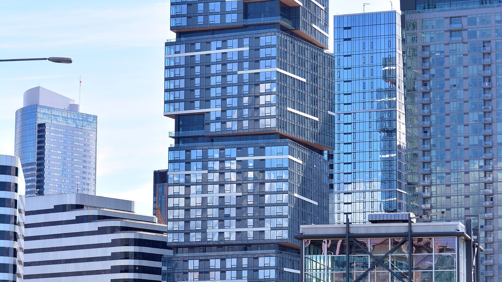 Modern residential towers with offset facade sections