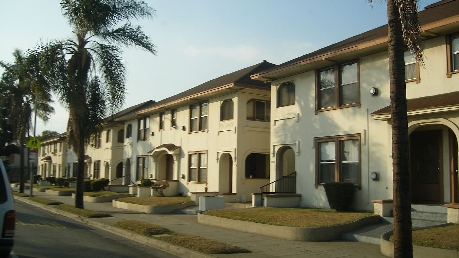 Apartment buildings along Martin Luther King Jr. Boulevard in Vermont Square, Los Angeles