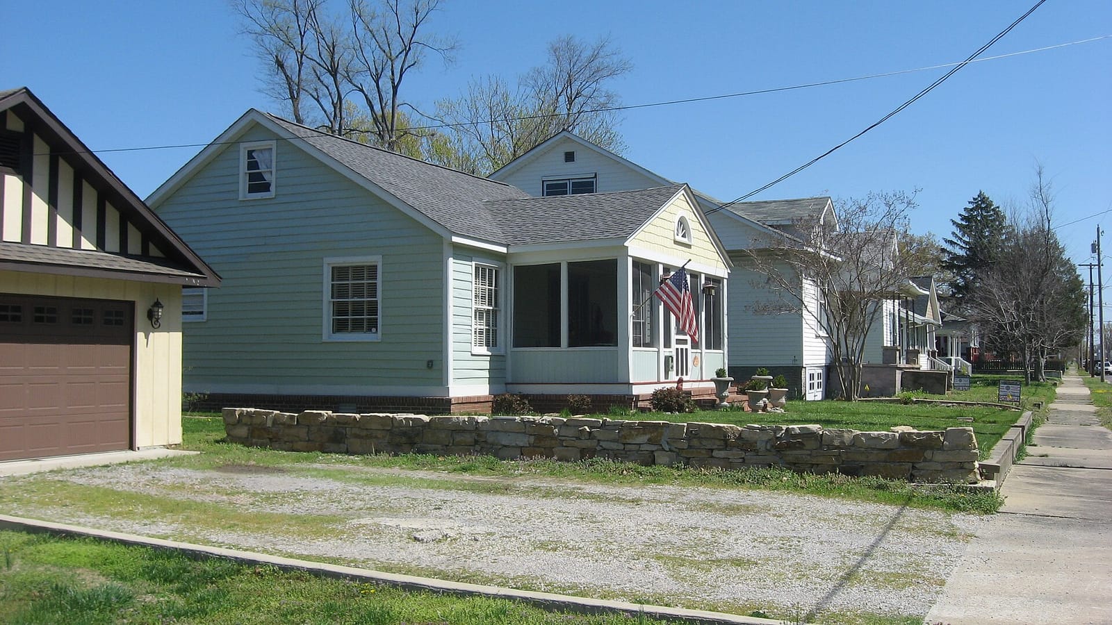 Houses lining a residential street
