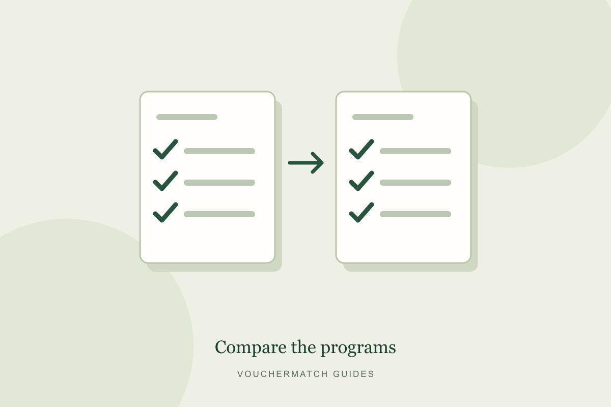 Illustration of two housing-program documents compared side by side.