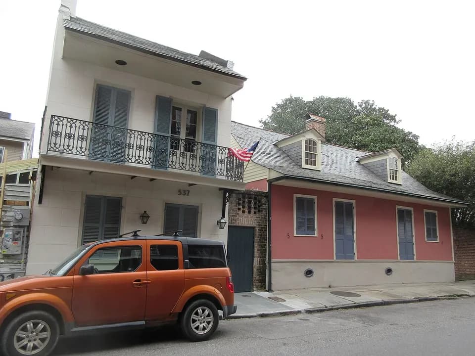 Historic building and street frontage in the French Quarter of New Orleans