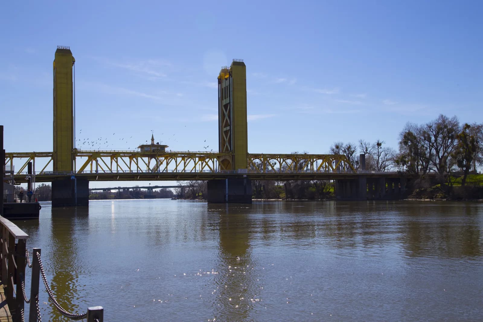 Tower Bridge across the Sacramento River, viewed from Old Sacramento toward West Sacramento