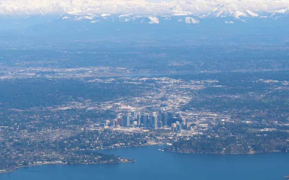 Aerial view of Bellevue Washington skyline