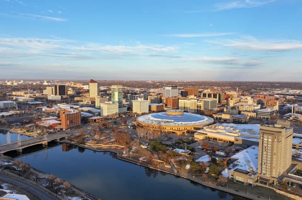 Aerial view of downtown Wichita, Kansas