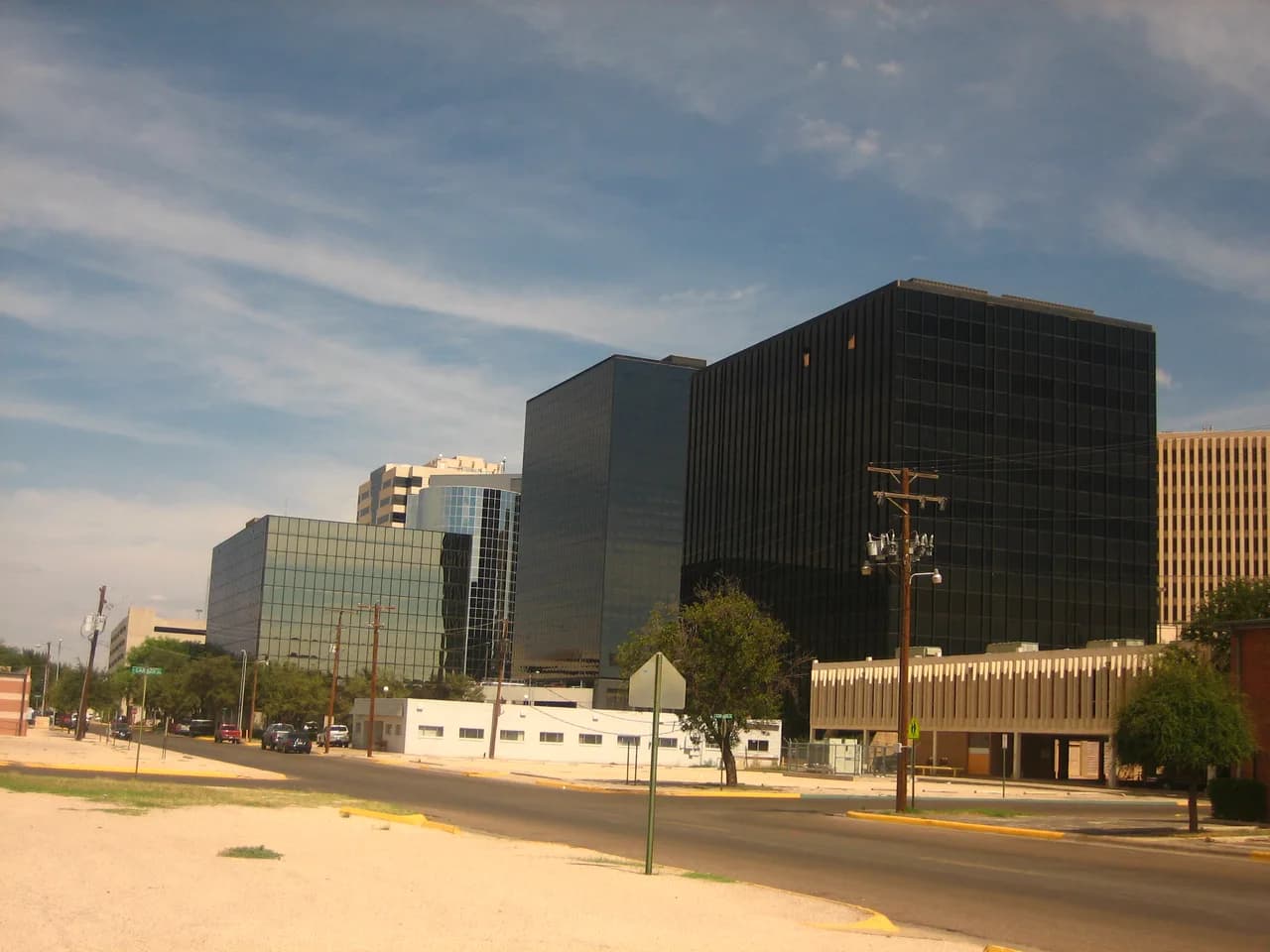 Office buildings seen looking east along West Ohio Avenue in Midland