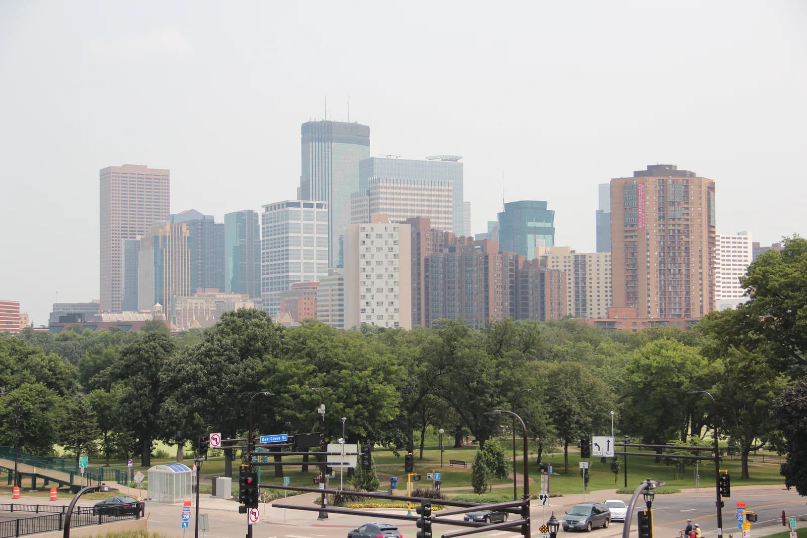 Minneapolis skyline and Loring Park viewed from the Walker Art Center roof