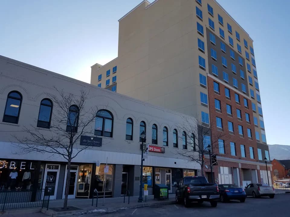 Majestic Building and Hilton Garden Inn in downtown Colorado Springs