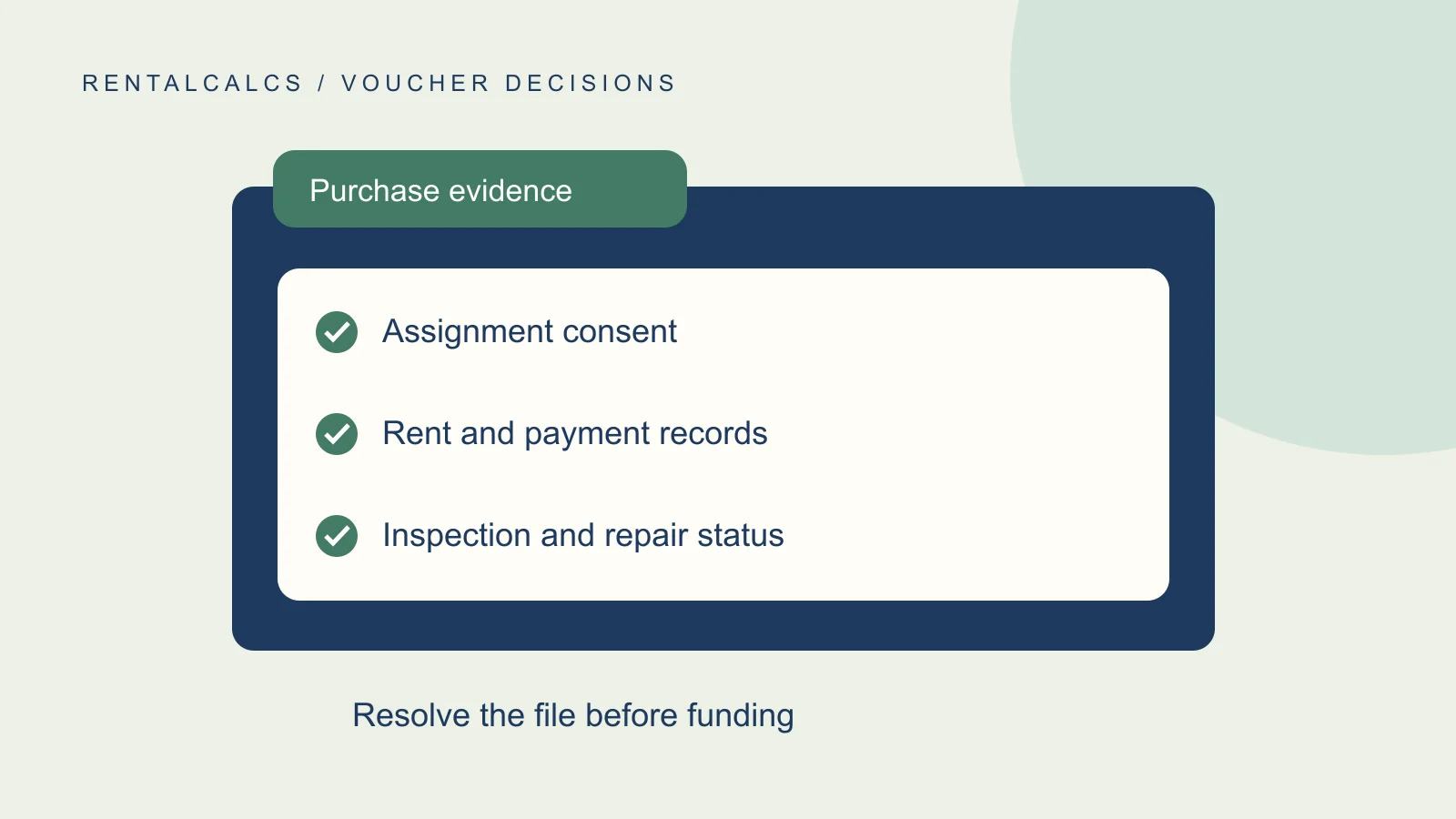 Original illustration of a rental purchase file with consent, payment and inspection records.