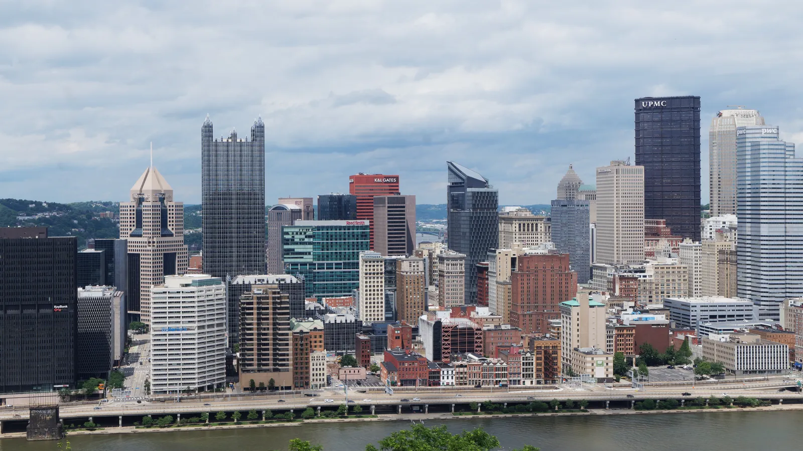 Downtown Pittsburgh skyline and the Monongahela River, seen from Mount Washington