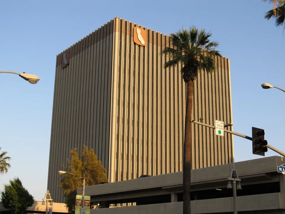 California Tower and street frontage in downtown Riverside.
