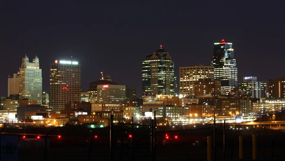Kansas City Missouri skyline at night
