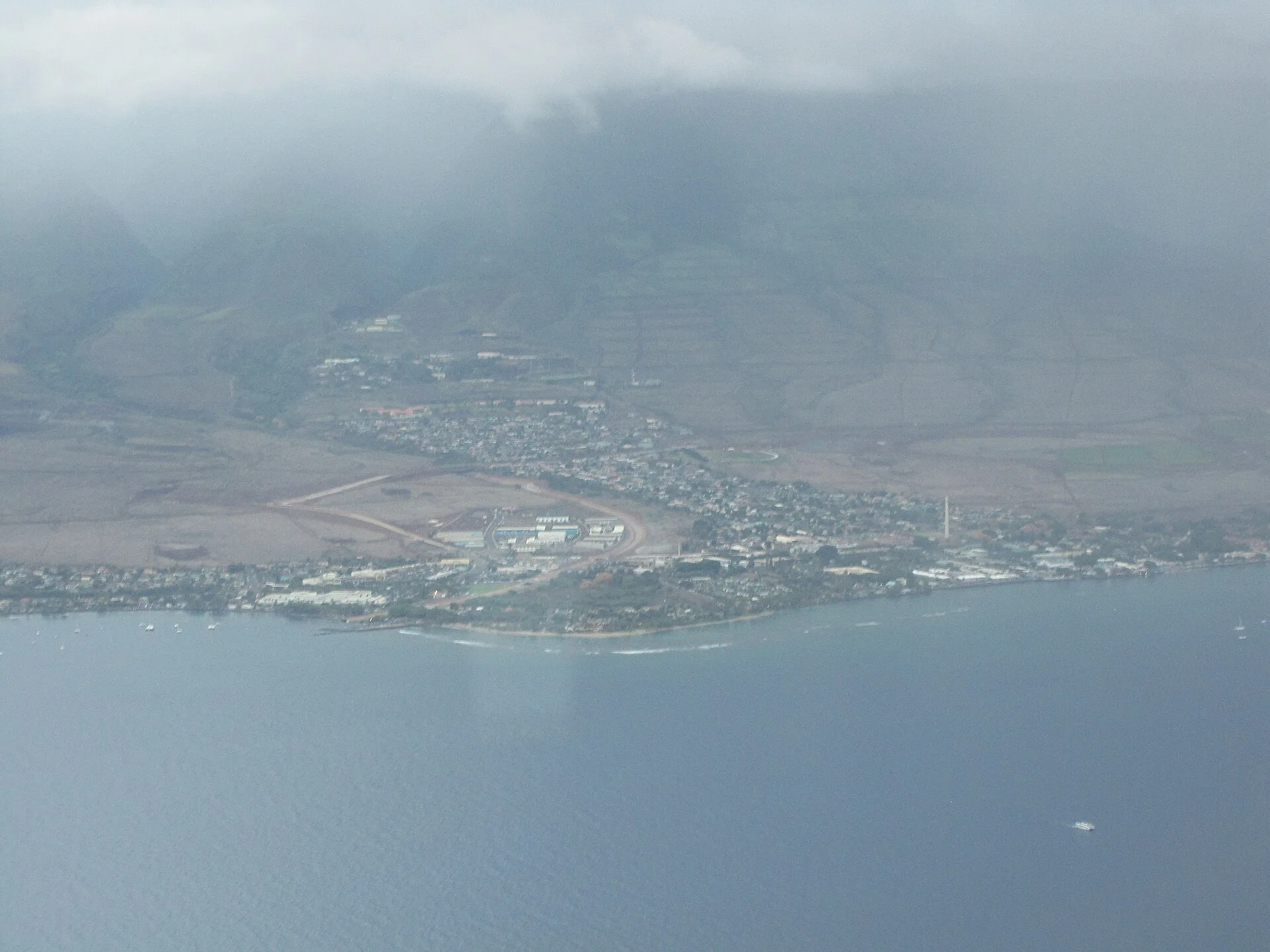 Aerial view of Lahaina and the West Maui coast in April 2012