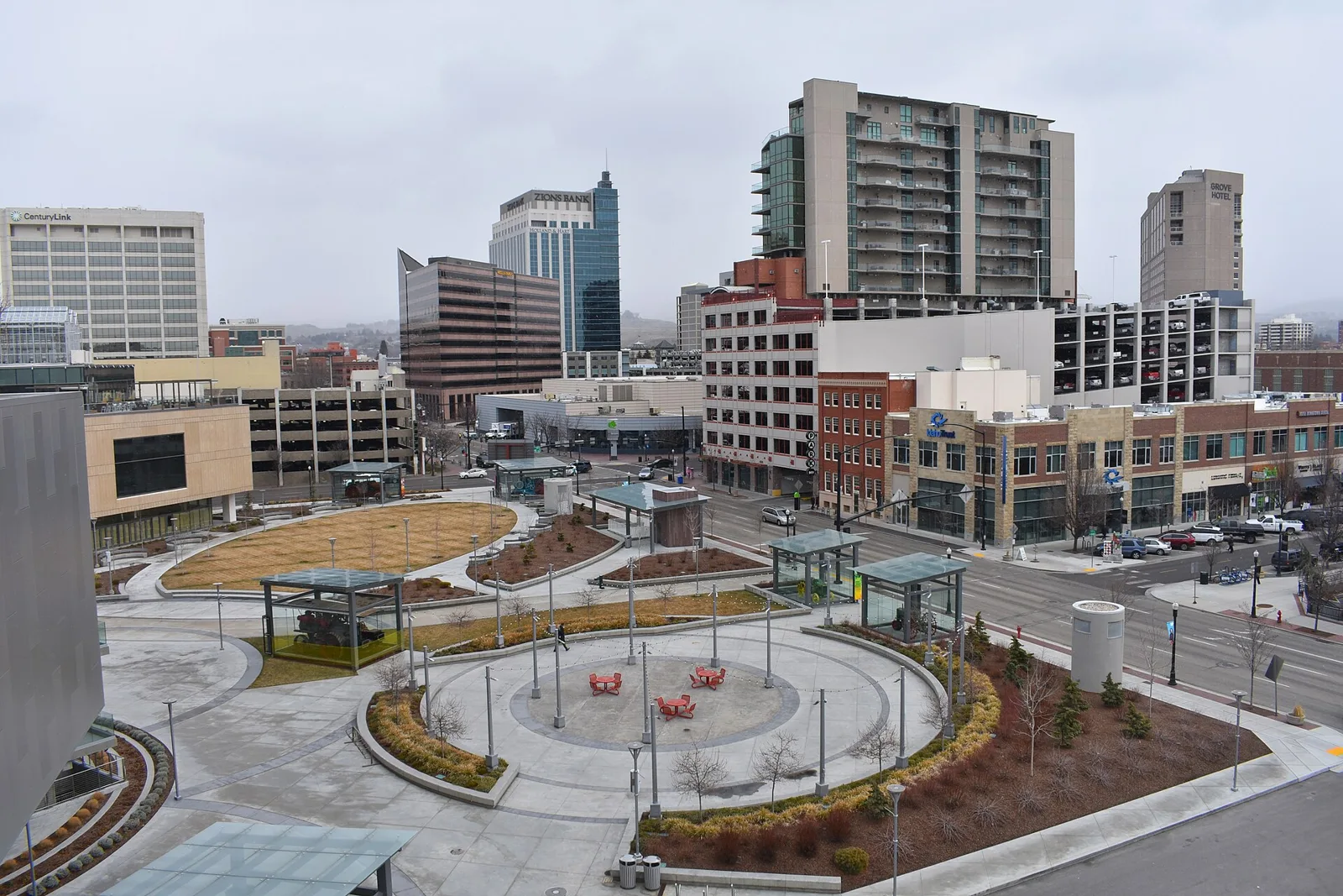 Downtown Boise buildings and the JUMP plaza