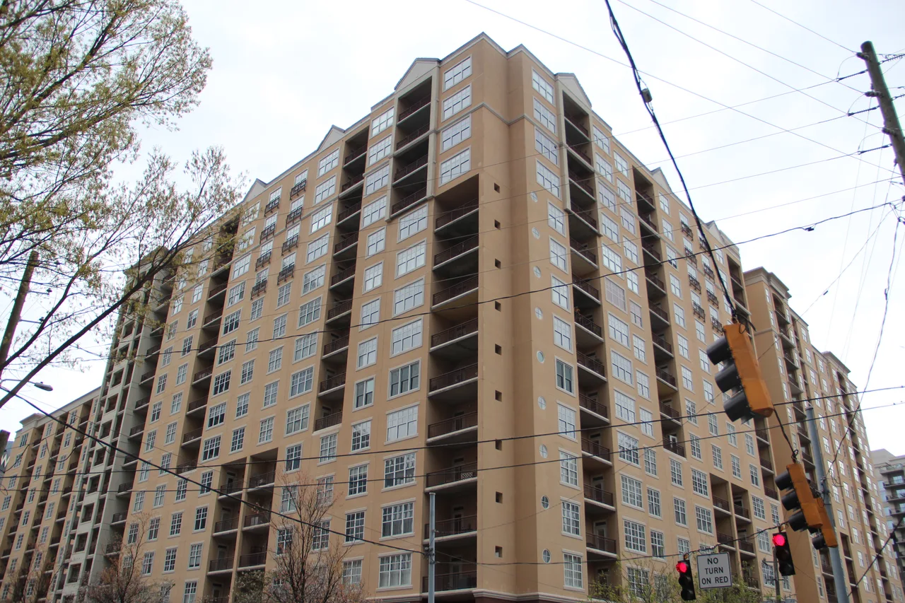 Multistory residential building with balconies at 1101 Juniper Street in Midtown Atlanta