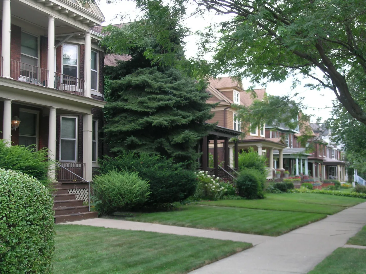 Porches and houses along Avery Street in Detroit’s Woodbridge neighborhood