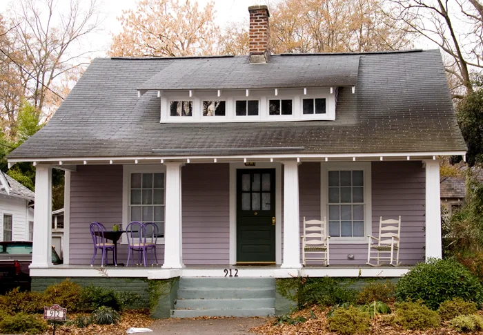 Front porch and broad roof of a house in Raleigh’s Boylan Heights neighborhood