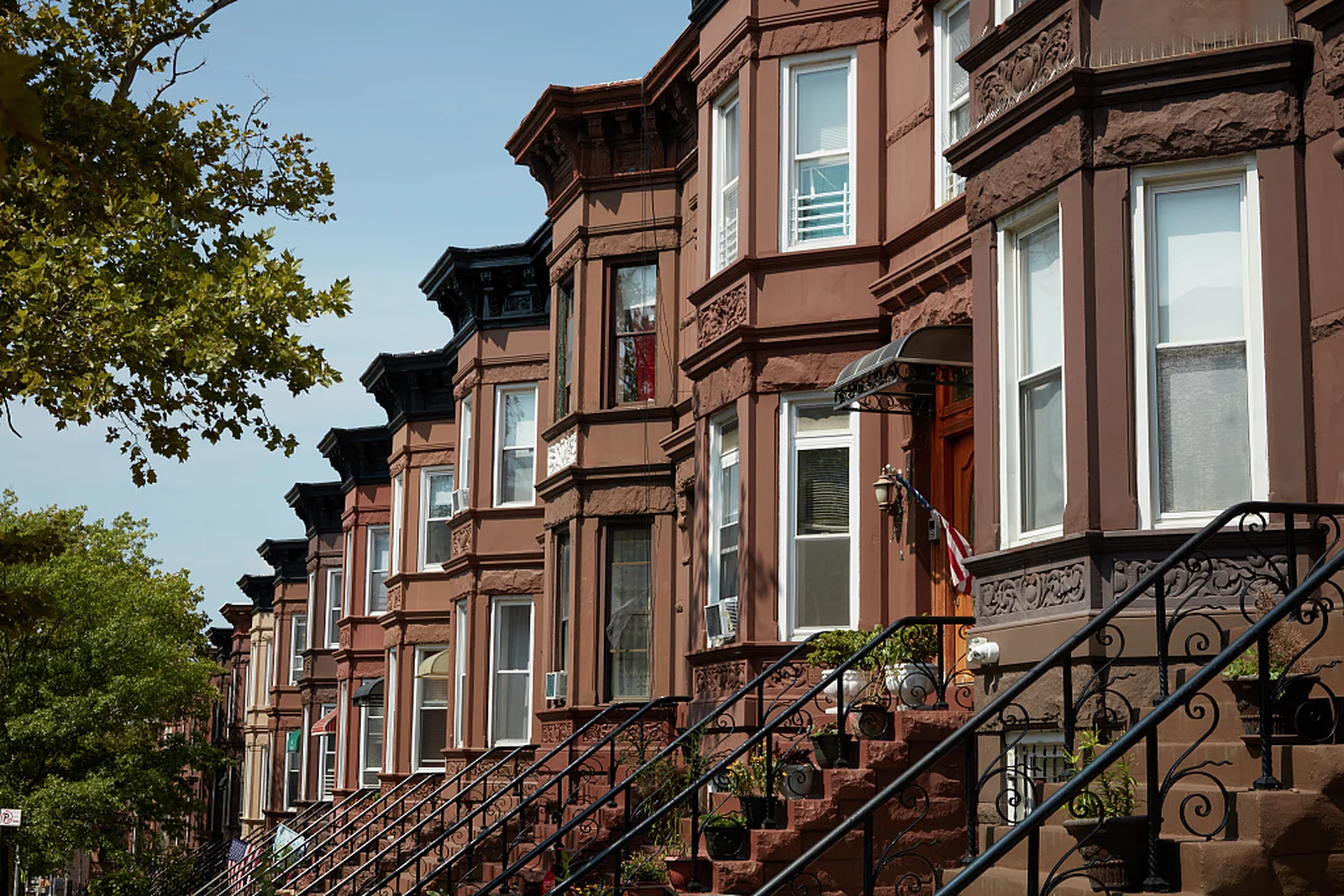 Brooklyn brownstone facades and exterior stoops
