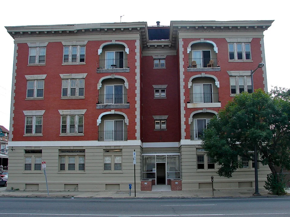 Street facade of La Blanche Apartments on Walnut Street in Philadelphia.