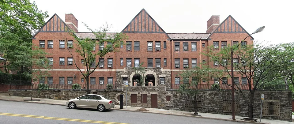 Tudor-style apartment building in Oakland, Pittsburgh.