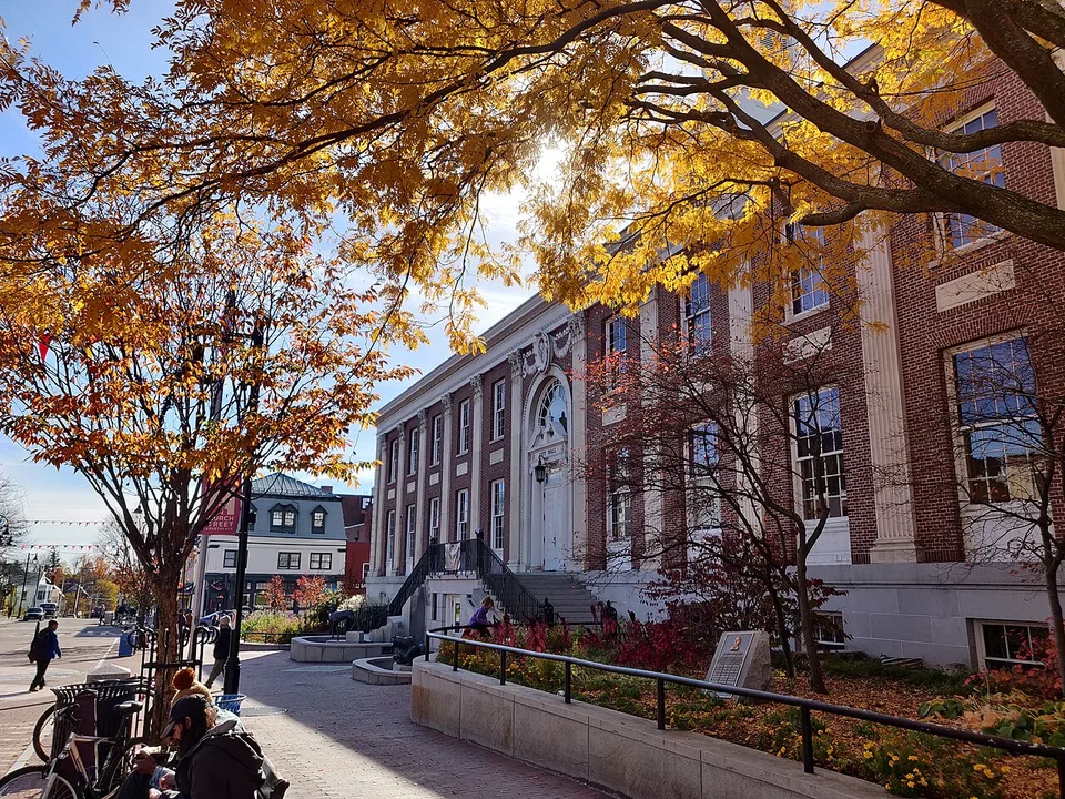 Burlington City Hall in autumn.