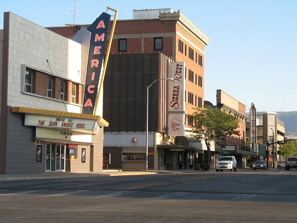 Center Street buildings and theater marquees in downtown Casper